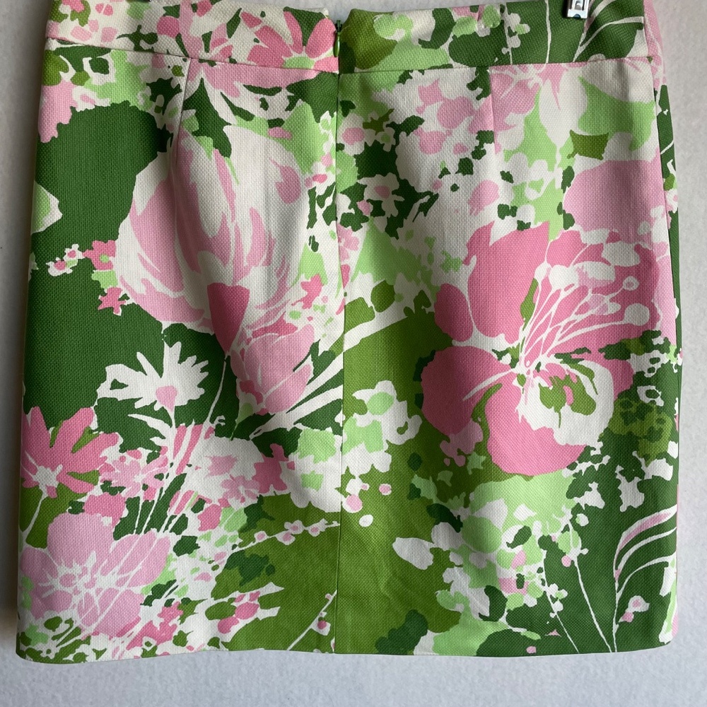 Talbots Lined 100% Woven Cotton Skirt in Pink, Green, and White in Size 14P - Picture 3 of 8